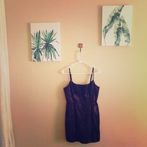 Deep purple plaid pattern mini dress